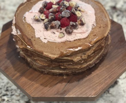 Chocolate Hazelnut Raspberry Brown Butter Crepe Cake